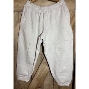 Nike Solo Swoosh Men's Fleece Pants Size Large Light Bone/White Cuffed Ankle